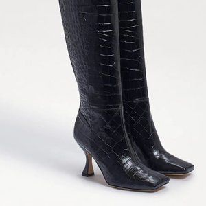Black knee high croc boot